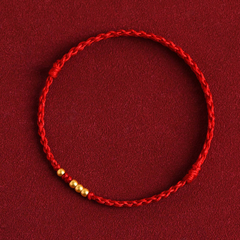999 Gold Beads Red String Protection Bracelet for Couples