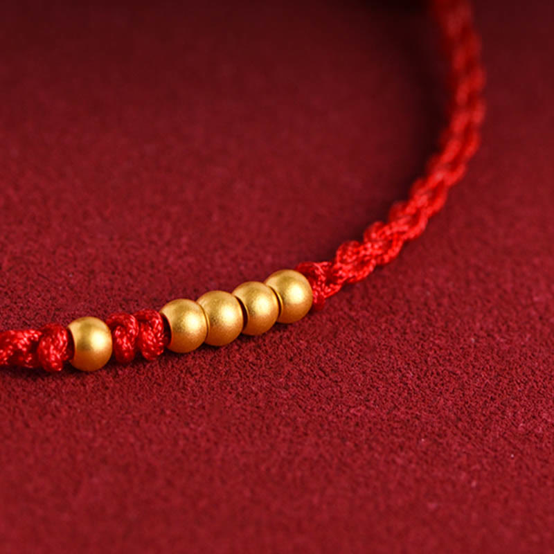 999 Gold Beads Red String Protection Bracelet for Couples