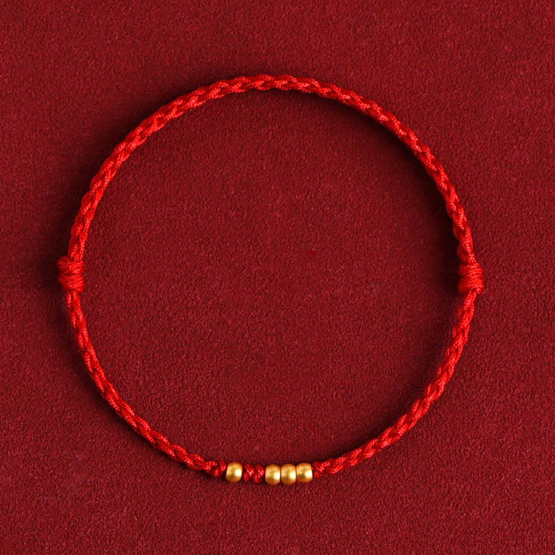 999 Gold Beads Red String Protection Bracelet for Couples
