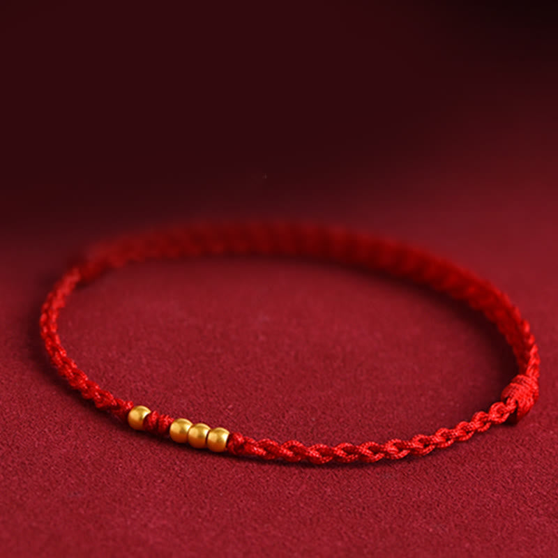 999 Gold Beads Red String Protection Bracelet for Couples