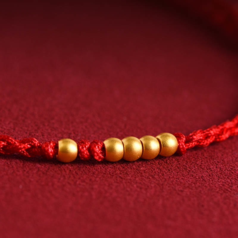 999 Gold Beads Red String Protection Bracelet for Couples