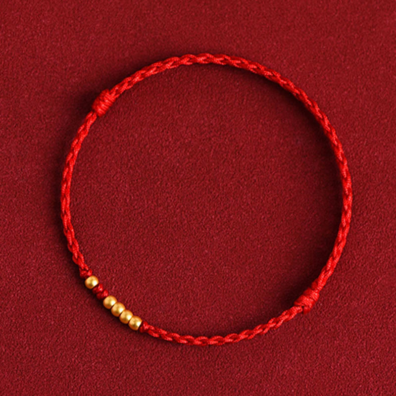 999 Gold Beads Red String Protection Bracelet for Couples