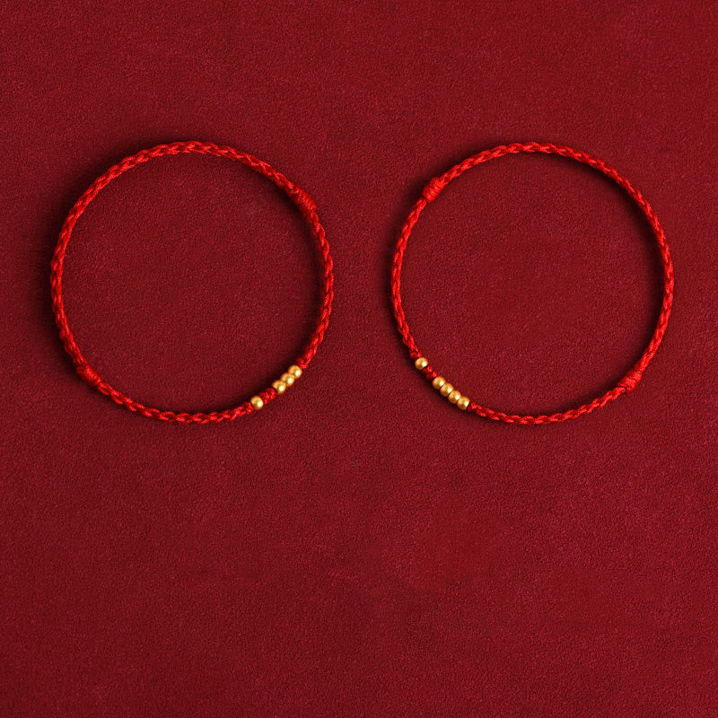 999 Gold Beads Red String Protection Bracelet for Couples