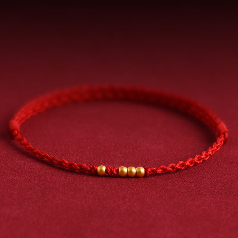 999 Gold Beads Red String Protection Bracelet for Couples