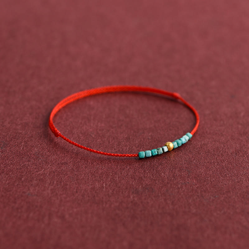 999 Gold Beads Turquoise Protection Braided Bracelet Anklet