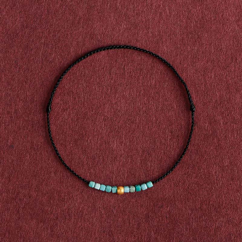 999 Gold Beads Turquoise Protection Braided Bracelet Anklet