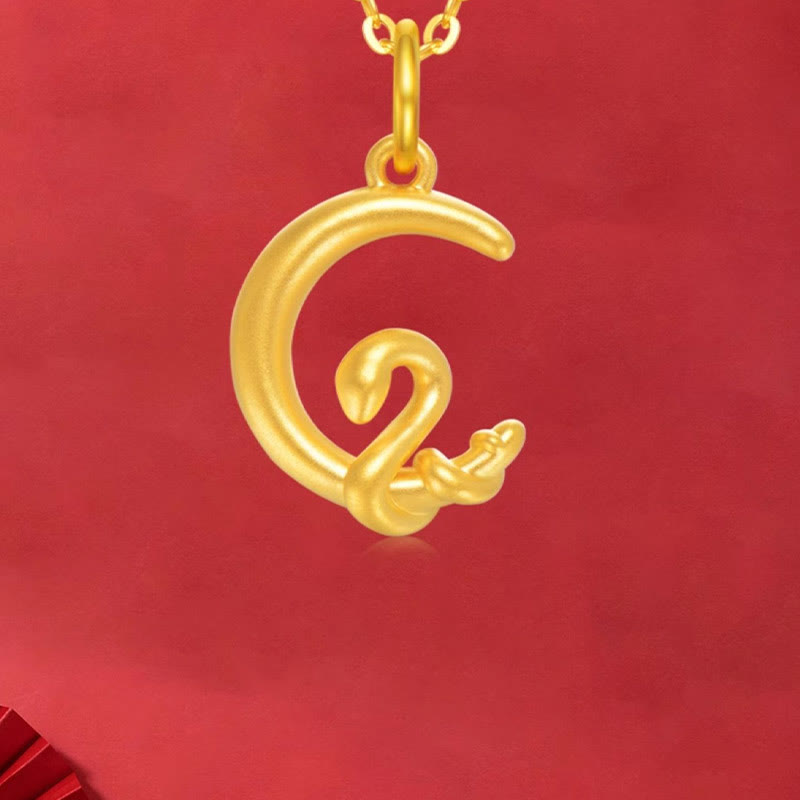 999 Gold Moon Year of the Snake Luck Necklace