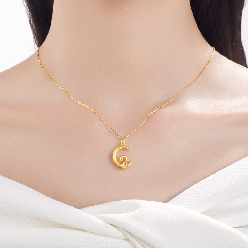 999 Gold Moon Year of the Snake Luck Necklace