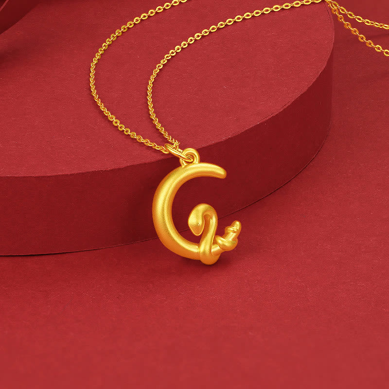 999 Gold Moon Year of the Snake Luck Necklace