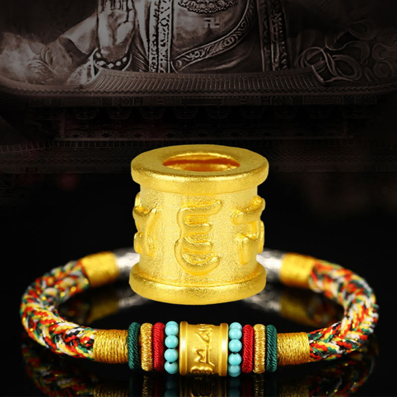 999 Gold Om Mani Padme Hum Handmade Eight Thread Peace Knot Bracelet