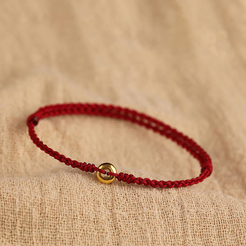 999 Gold Peace Buckle Red String Bracelet | Healing Sounds