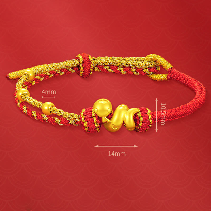 999 Gold Snake Red String Luck Bracelet