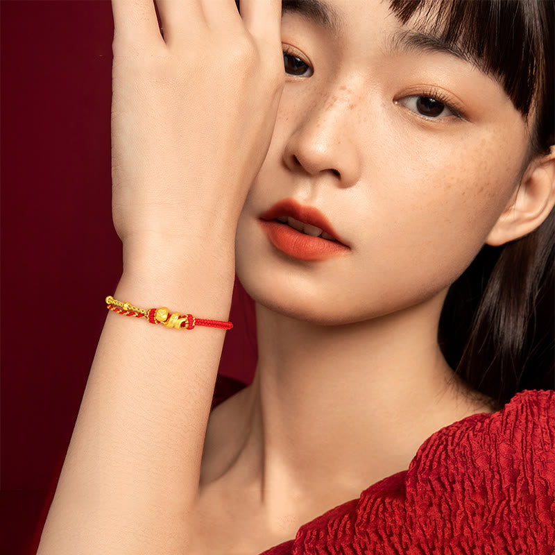 999 Gold Snake Red String Luck Bracelet