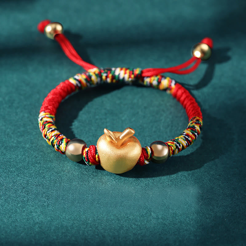 999 Sterling Silver Apple Red String Protection Bracelet