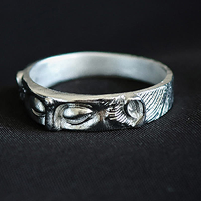 999 Sterling Silver Buddha Eyes Protection Ring