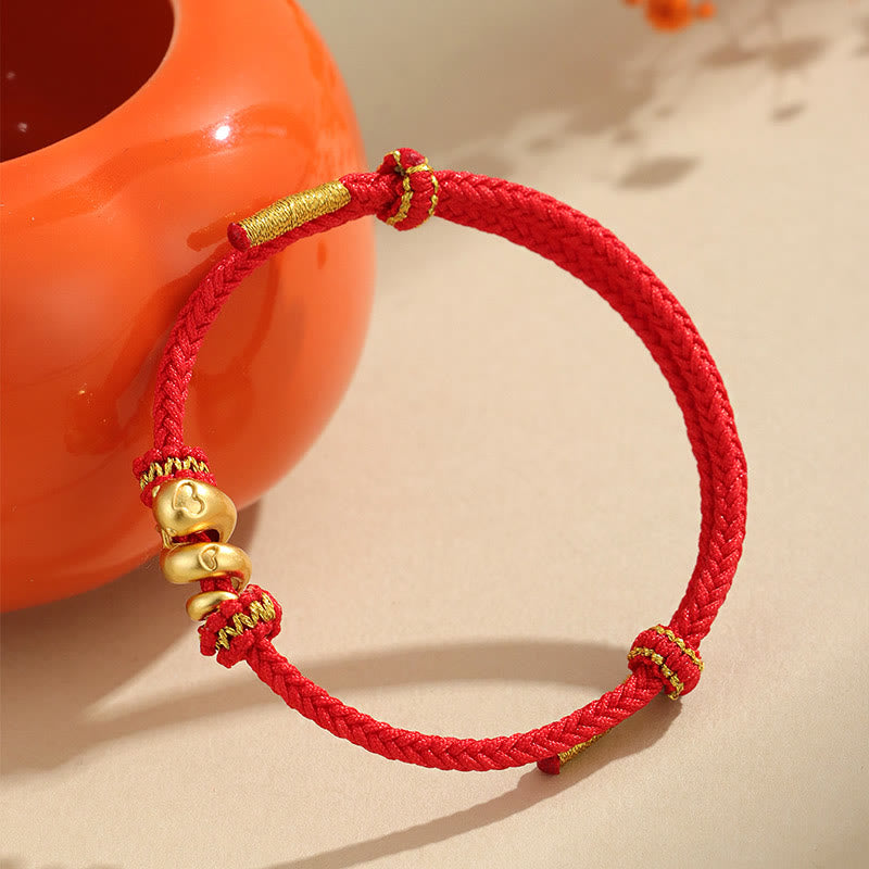 999 Sterling Silver Chinese Zodiac Snake Red String Bracelet