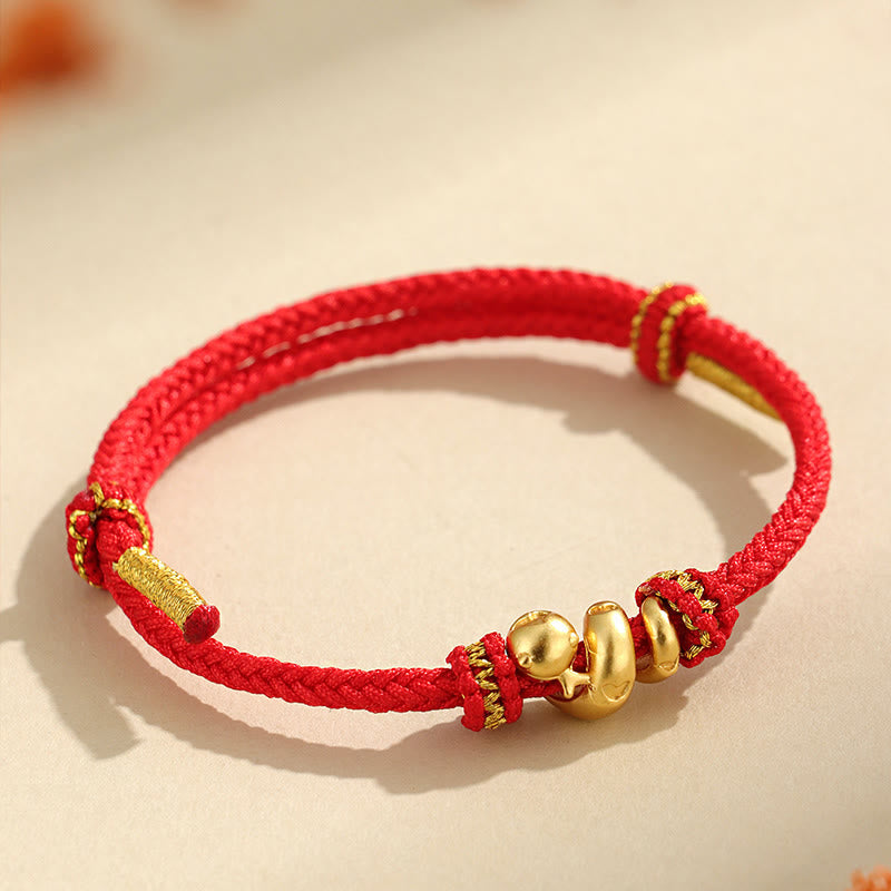 999 Sterling Silver Chinese Zodiac Snake Red String Bracelet
