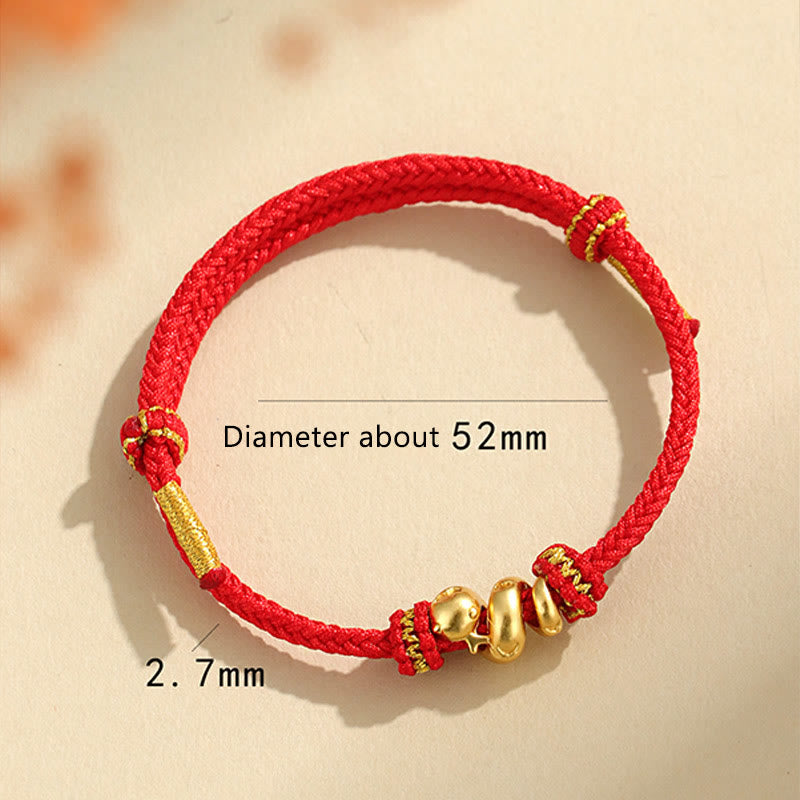 999 Sterling Silver Chinese Zodiac Snake Red String Bracelet