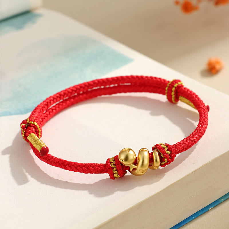 999 Sterling Silver Chinese Zodiac Snake Red String Bracelet