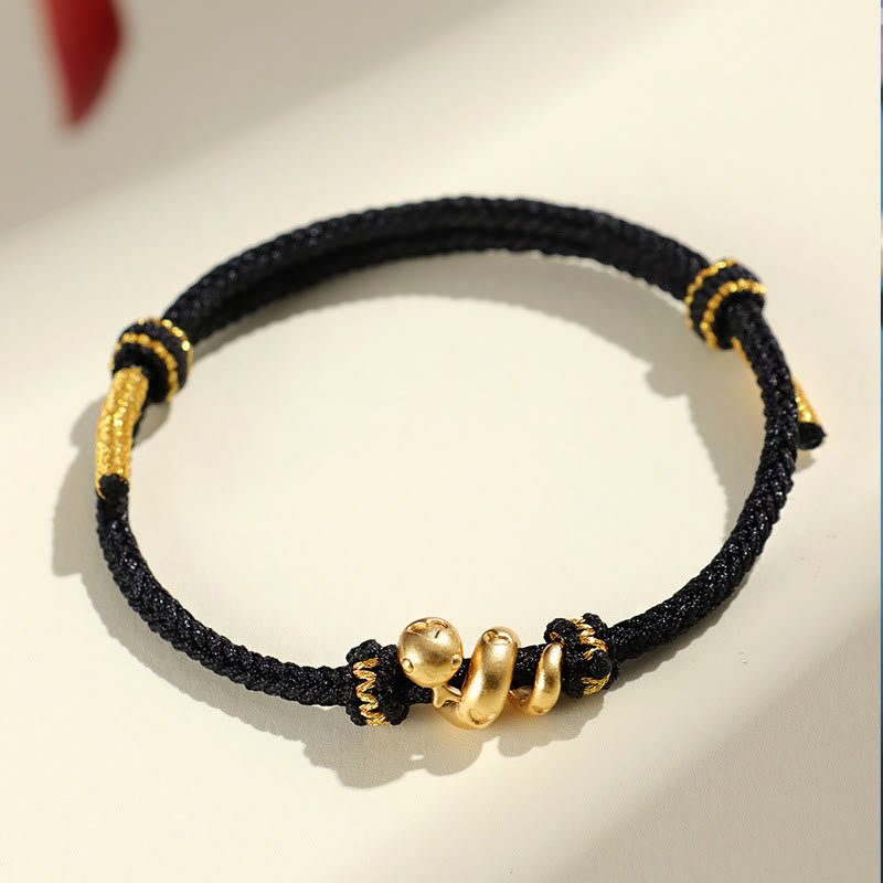 999 Sterling Silver Chinese Zodiac Snake Red String Bracelet