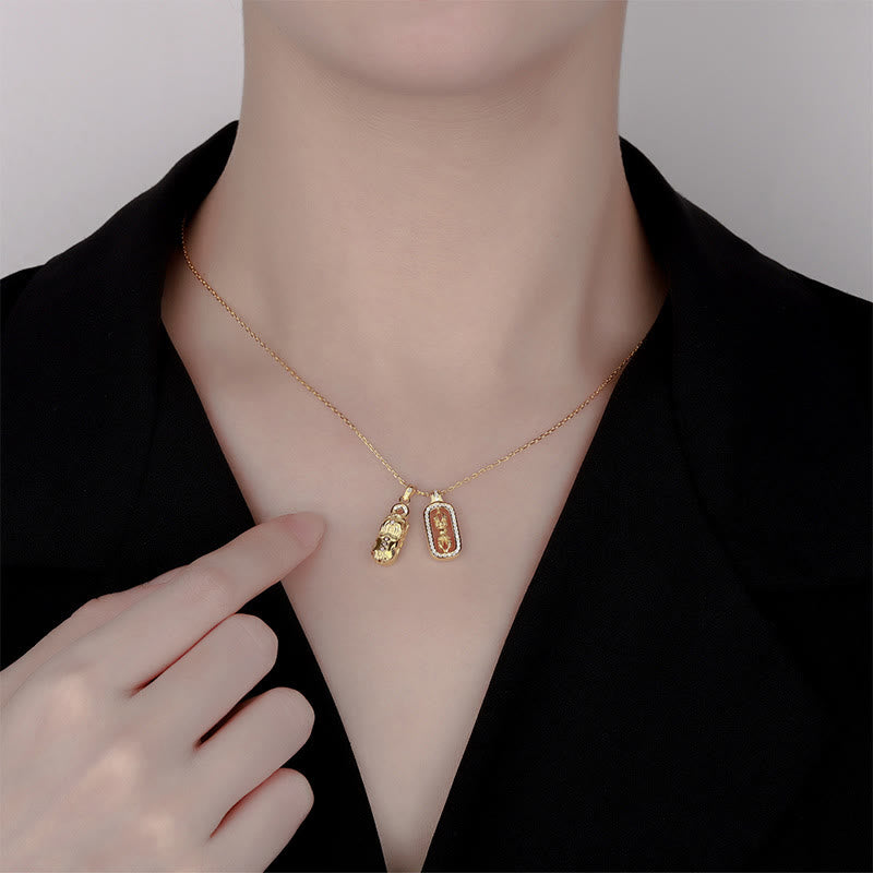 999 Sterling Silver Golden Pixiu Vajra Wealth Necklace Pendant