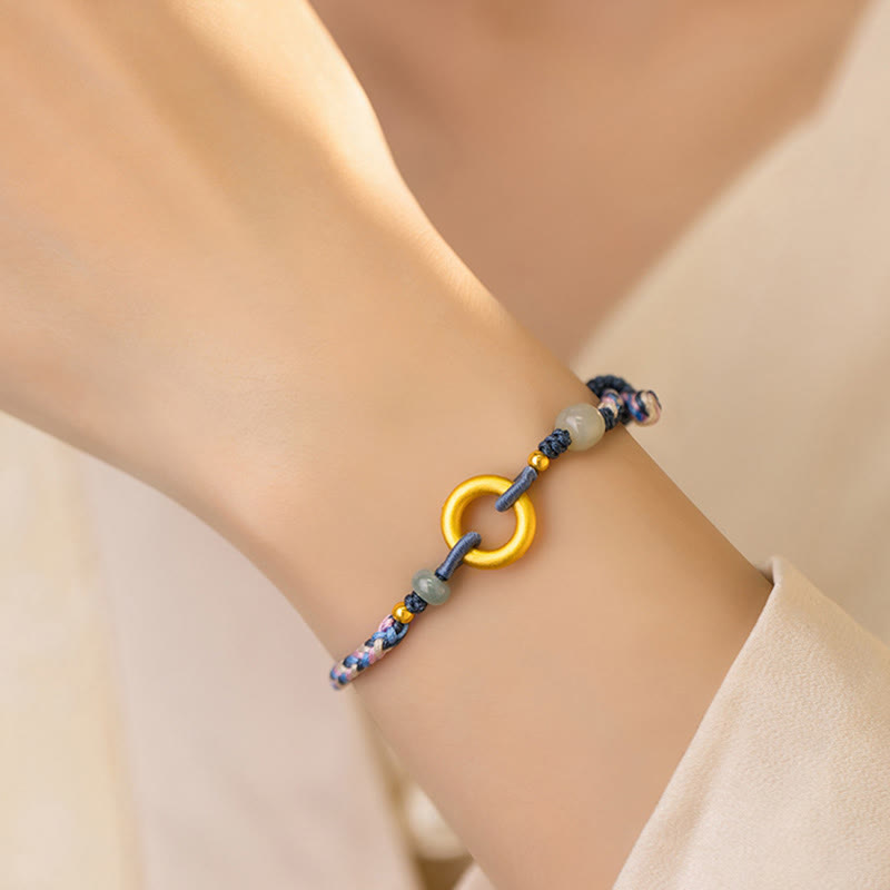 999 Sterling Silver Hetian Jade Luck Health Bracelet