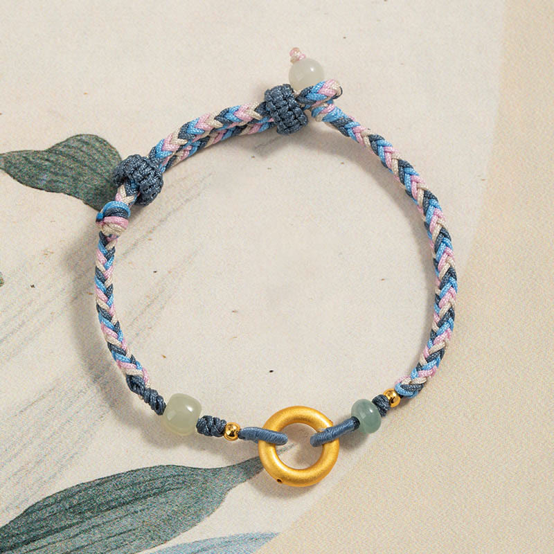 999 Sterling Silver Hetian Jade Luck Health Bracelet