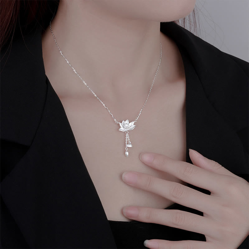 999 Sterling Silver Lotus Flower Pod Enlightenment Necklace