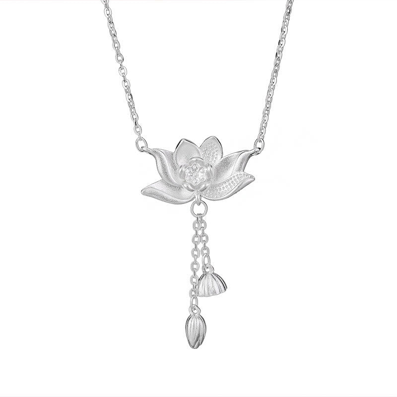 999 Sterling Silver Lotus Flower Pod Enlightenment Necklace