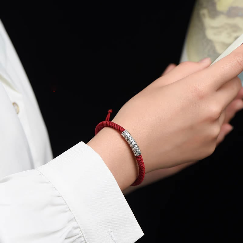 999 Sterling Silver Om Mani Padme Hum Rope Bracelet 5mm