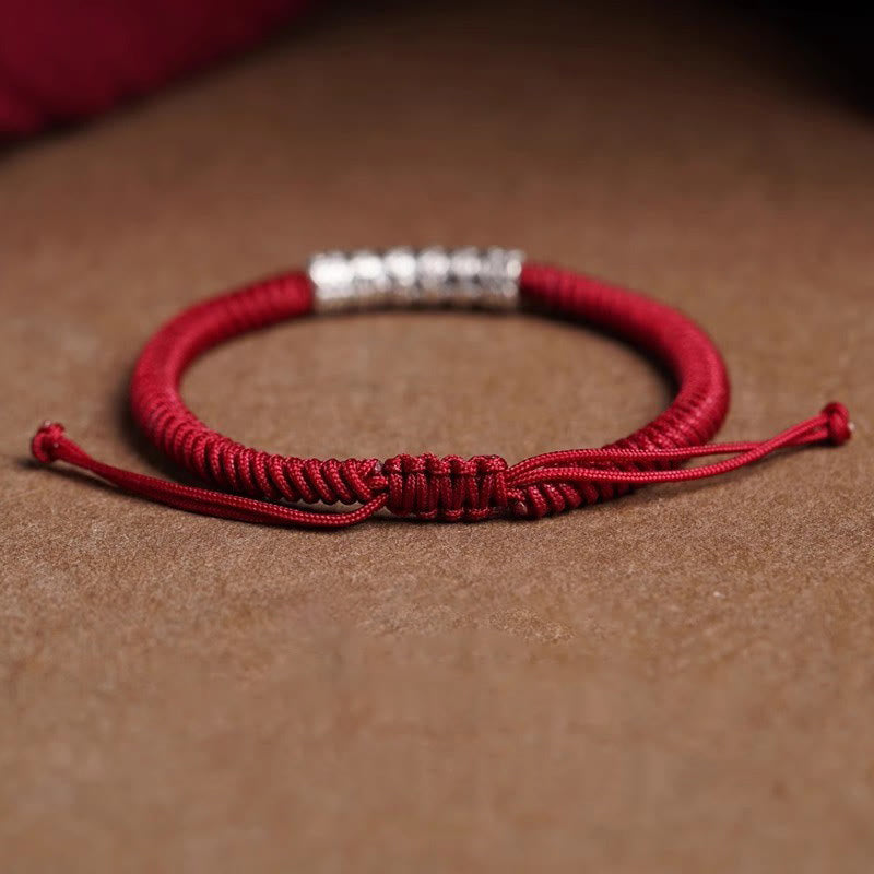 999 Sterling Silver Om Mani Padme Hum Rope Bracelet 5mm