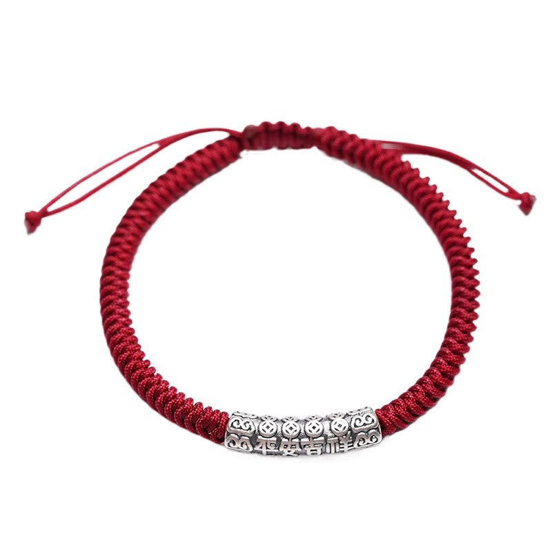 999 Sterling Silver Om Mani Padme Hum Rope Bracelet 5mm