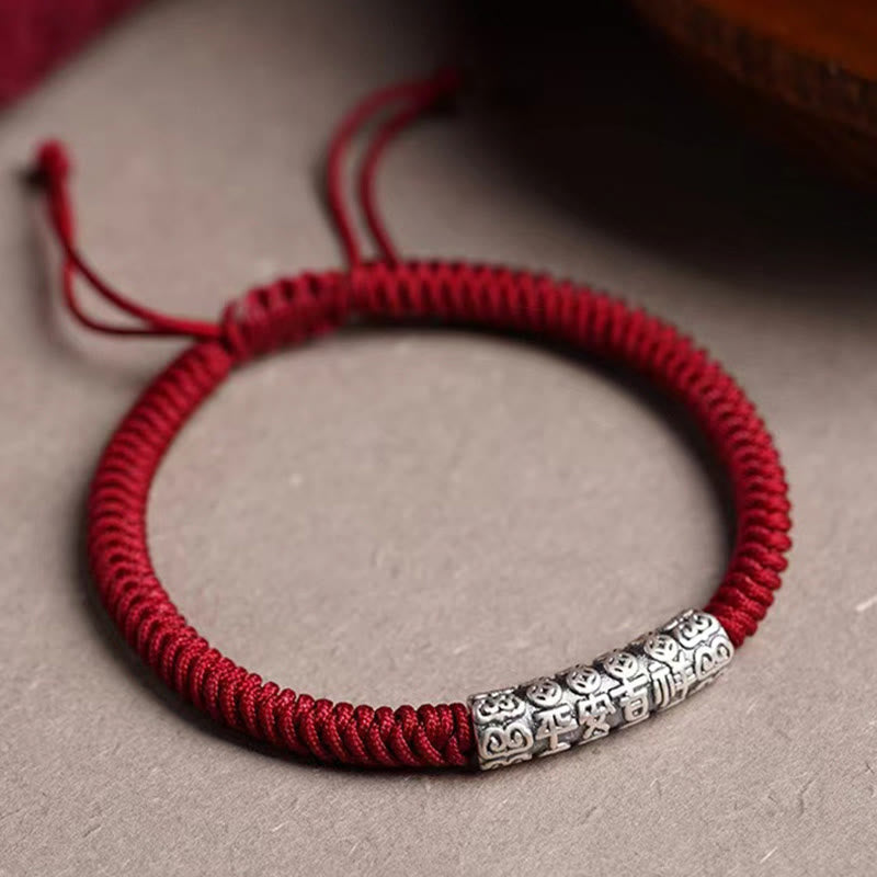 999 Sterling Silver Om Mani Padme Hum Rope Bracelet 5mm