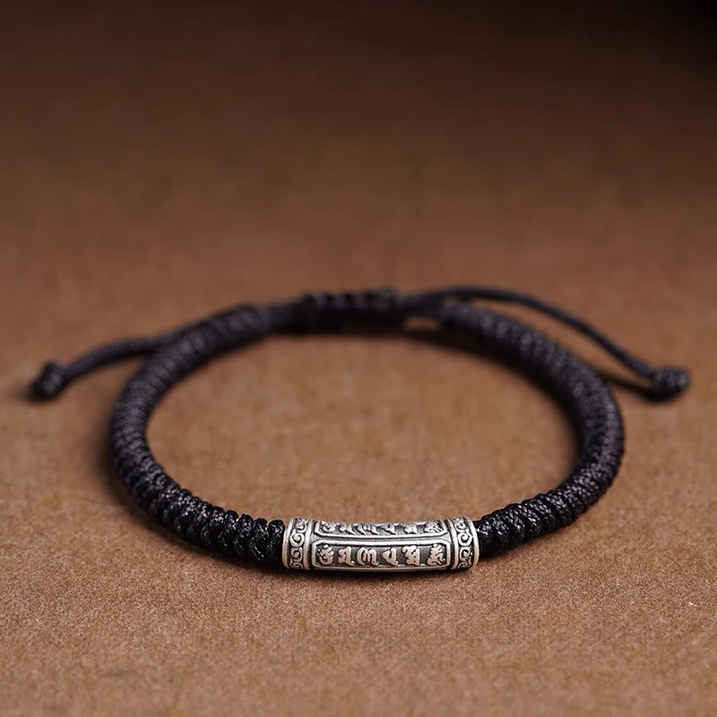 999 Sterling Silver Om Mani Padme Hum Rope Bracelet 5mm