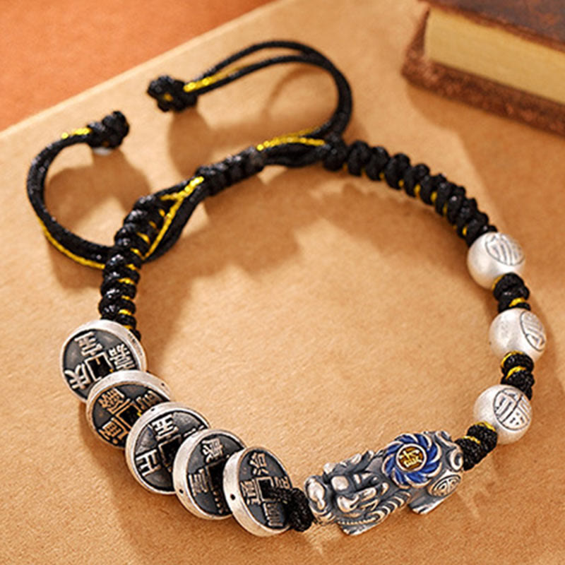 999 Sterling Silver Pixiu Wealth Bracelet for Protection and Luck