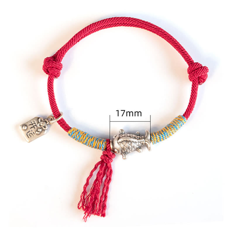 Koi Fish String 999 Silver Red String Koi Fish Bracelet | Healing Sounds