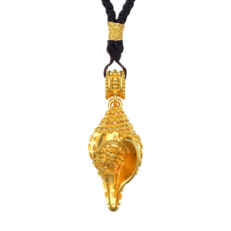 999 Sterling Silver Shankha Conch Shell Necklace for Spiritual Protection