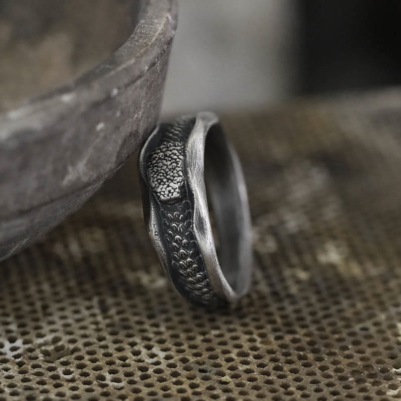 999 Sterling Silver Snake Protection Ring for Wisdom & Resilience