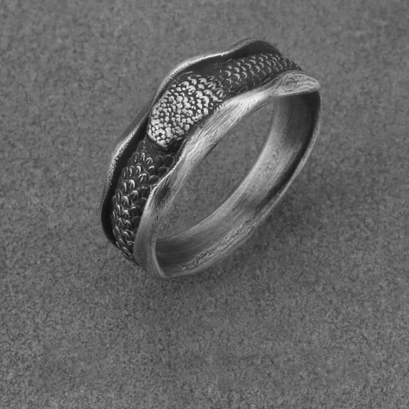 999 Sterling Silver Snake Protection Ring for Wisdom & Resilience