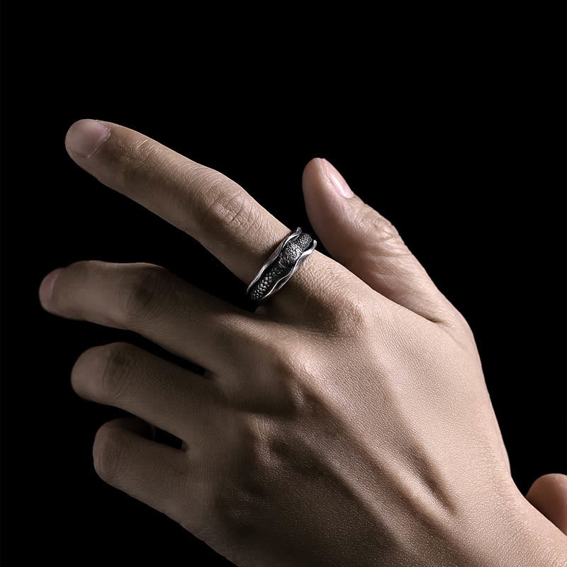 999 Sterling Silver Snake Protection Ring for Wisdom & Resilience