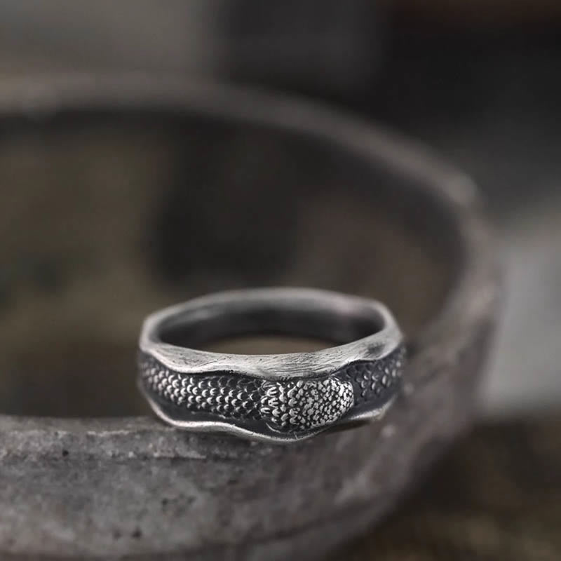 999 Sterling Silver Snake Protection Ring for Wisdom & Resilience