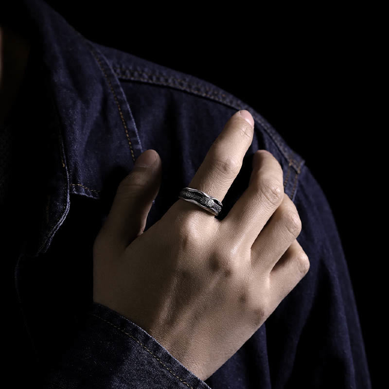 999 Sterling Silver Snake Protection Ring for Wisdom & Resilience