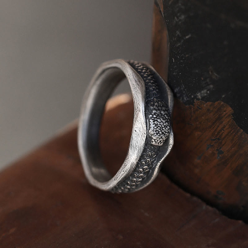 999 Sterling Silver Snake Protection Ring for Wisdom & Resilience