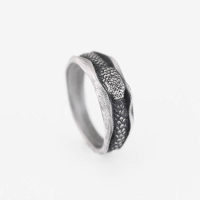 999 Sterling Silver Snake Protection Ring for Wisdom & Resilience