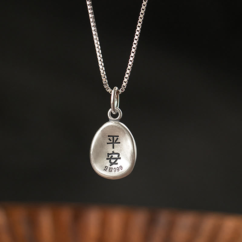 999 Sterling Silver Spiritual Necklace with Peace Joy Fu Charm