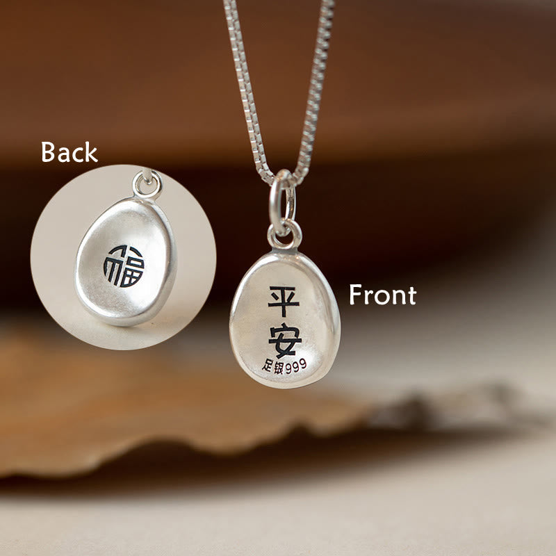 999 Sterling Silver Spiritual Necklace with Peace Joy Fu Charm