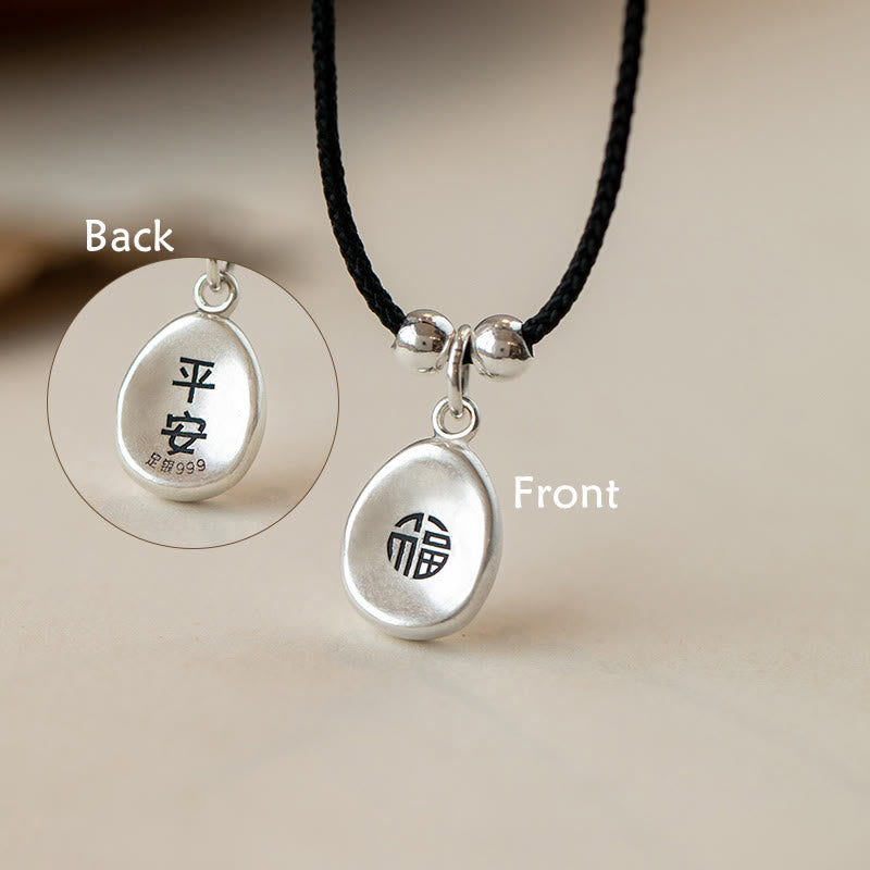 999 Sterling Silver Spiritual Necklace with Peace Joy Fu Charm