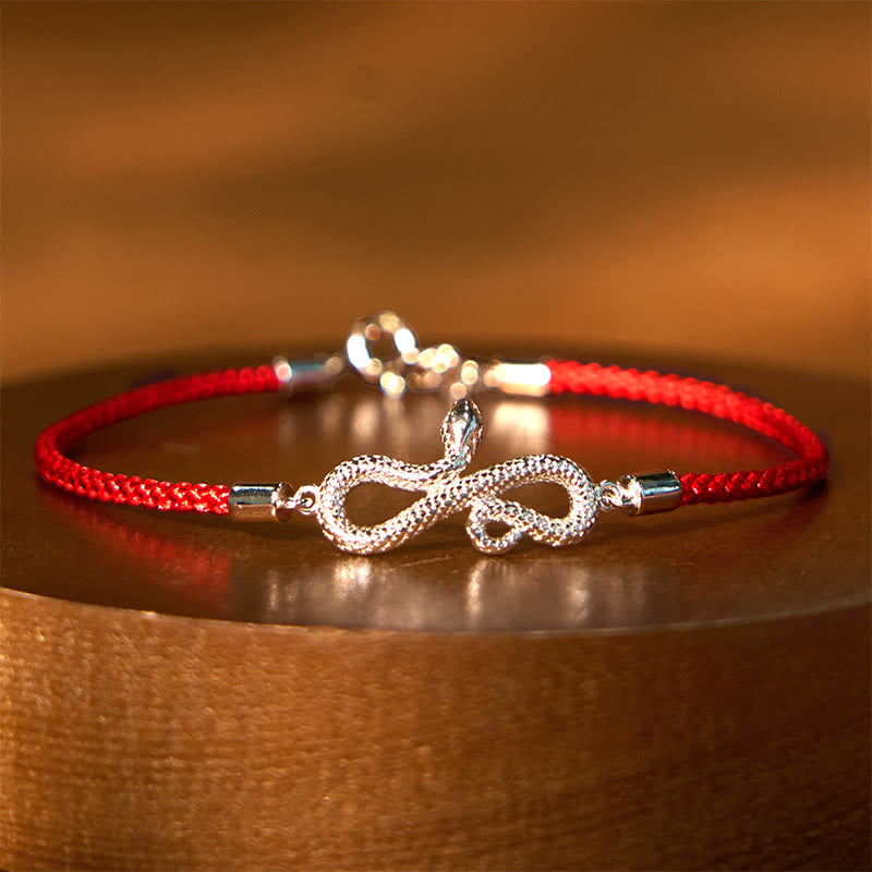 999 Sterling Silver Year of Snake Red Bracelet