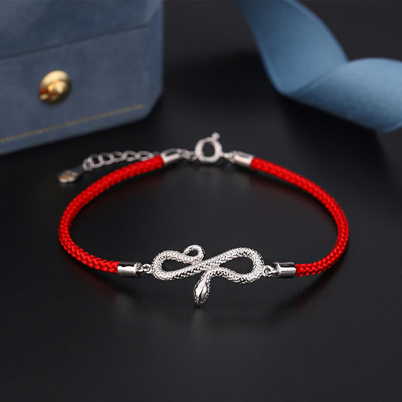 999 Sterling Silver Year of Snake Red Bracelet