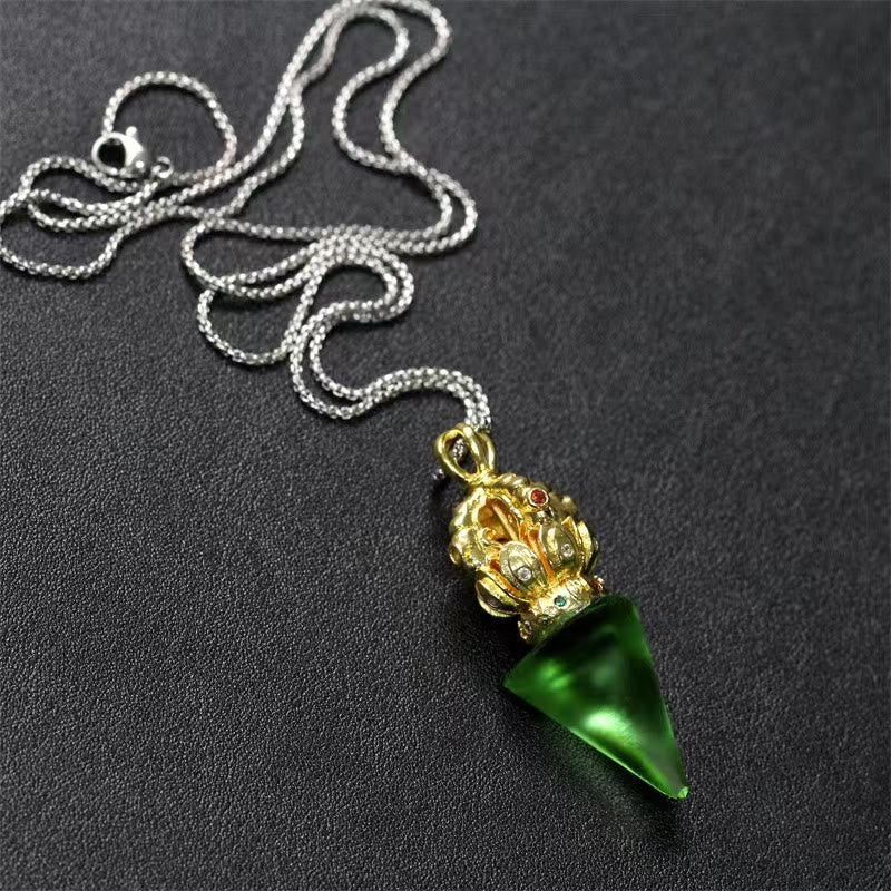 Liuli Crystal Dorje Vajra Spiritual Strength Necklace